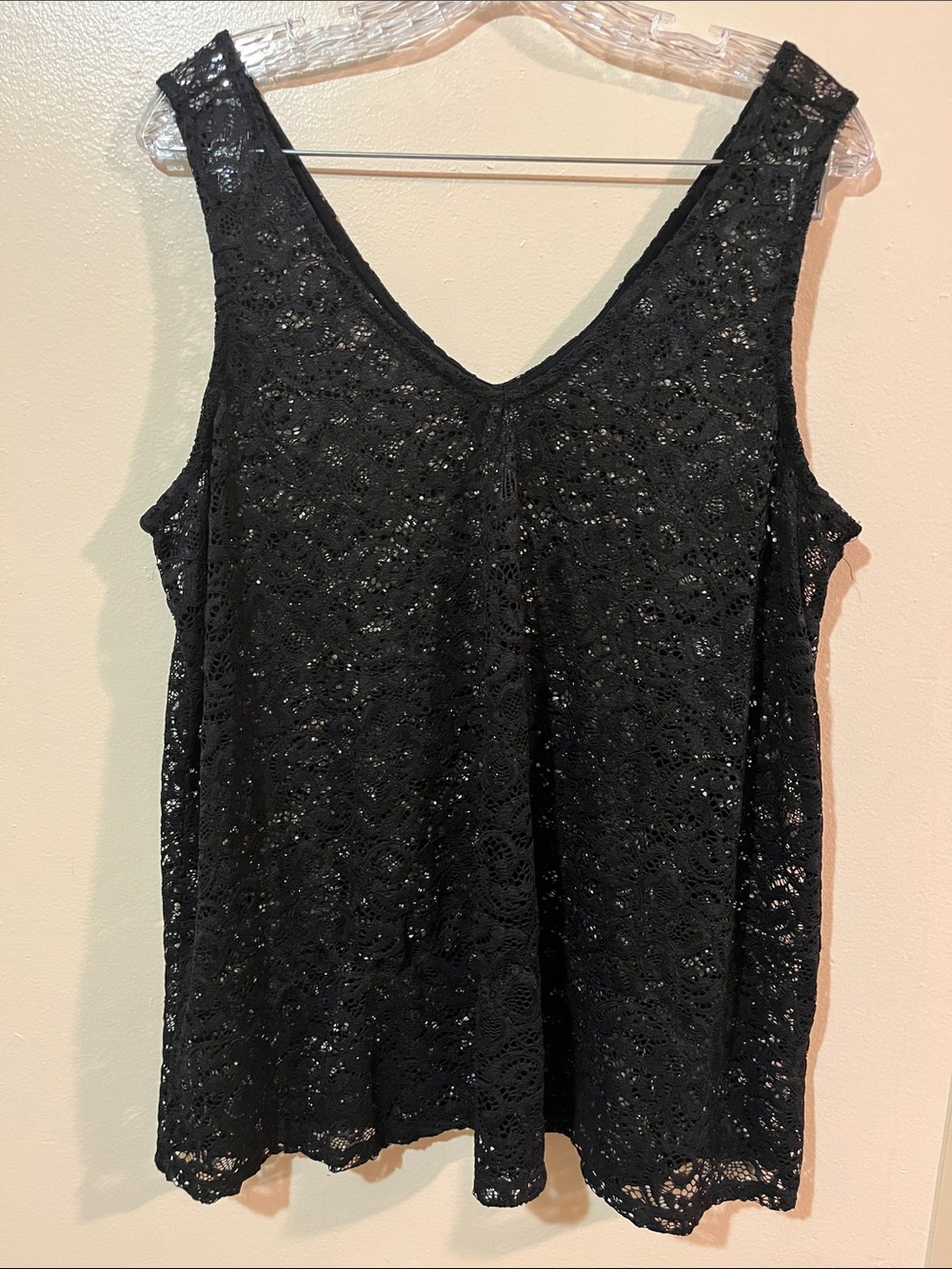 NWOT TORRID LACE Black Floral Tank Size 0, 12/Lrg Stretchy 10% Spandex 90% Nylon